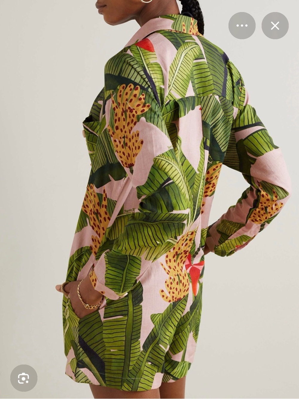 Farm Rio Banana Leaves Linen Playsuit XS